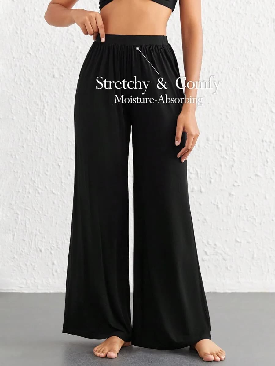 Pantaloni Lounge a Gamba Larga Elasticizzati e Comodi per Donne, Abbigliamento da Notte Casual Assorbente