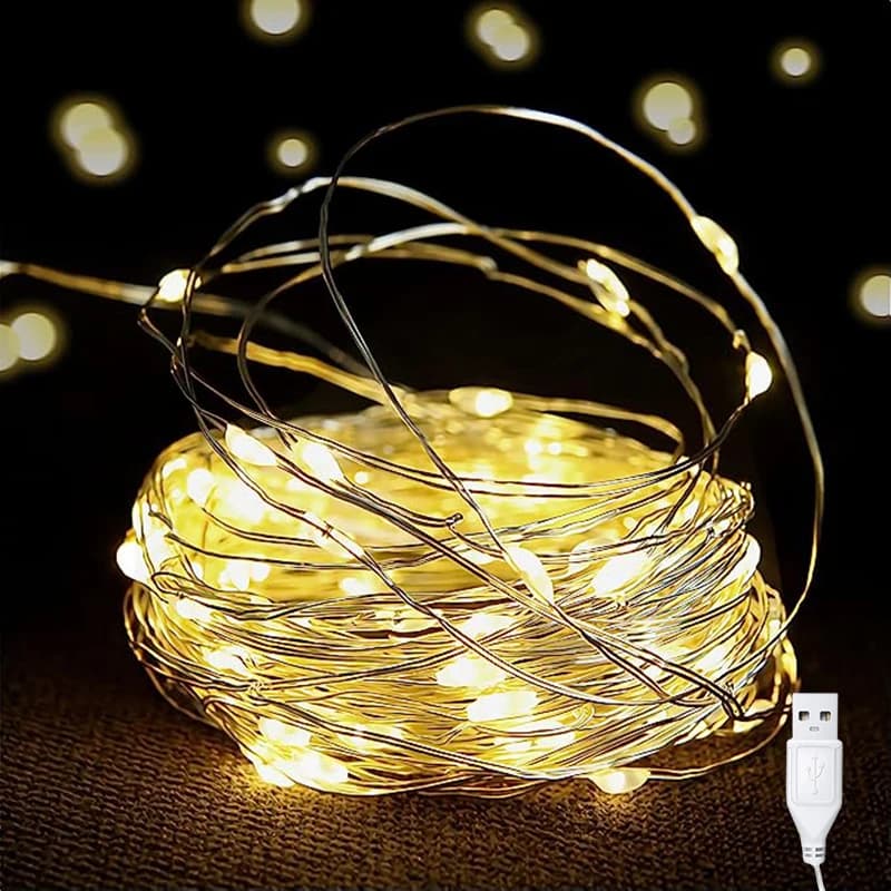 Luci da fata a LED USB Filo di rame Firefly Ghirlanda di luce per la casa Camera da letto Regalo di compleanno Decorazione per feste di nozze