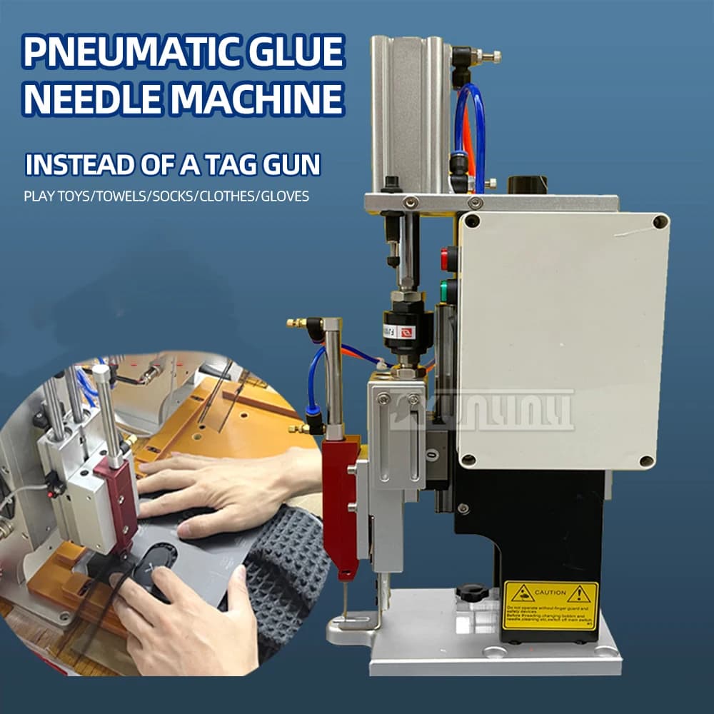 Pneumatic fixing elements Plastic I-shaped glue needle machine Clothing socks Price calve Label toy fixing machine 2025 NEW