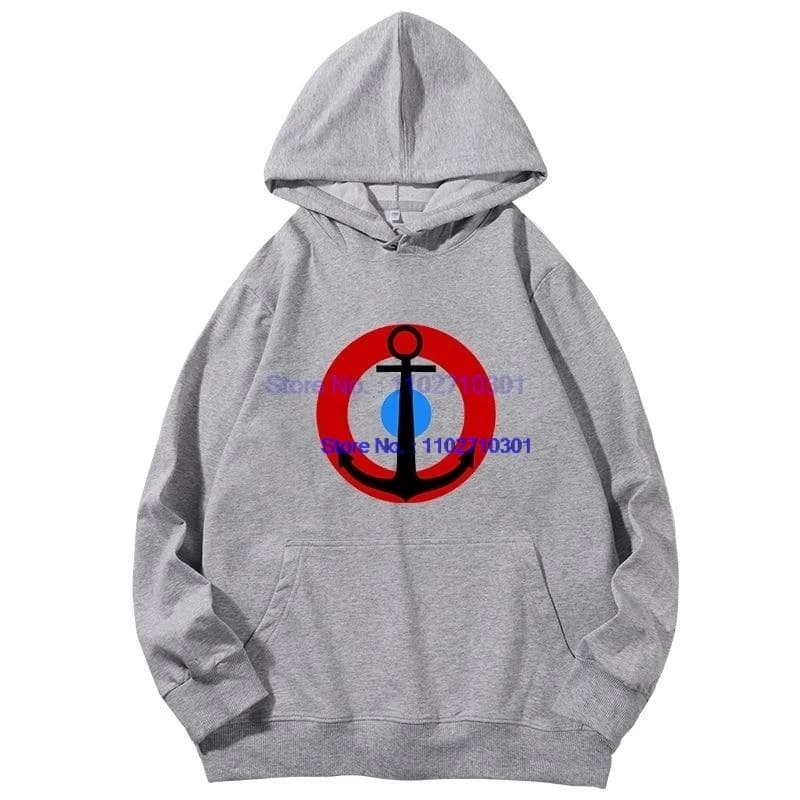 Felpa con Cappuccio con Grafica Nautica a Tema Ancora, Essenziale per Primavera Autunno, Abbigliamento Uomo