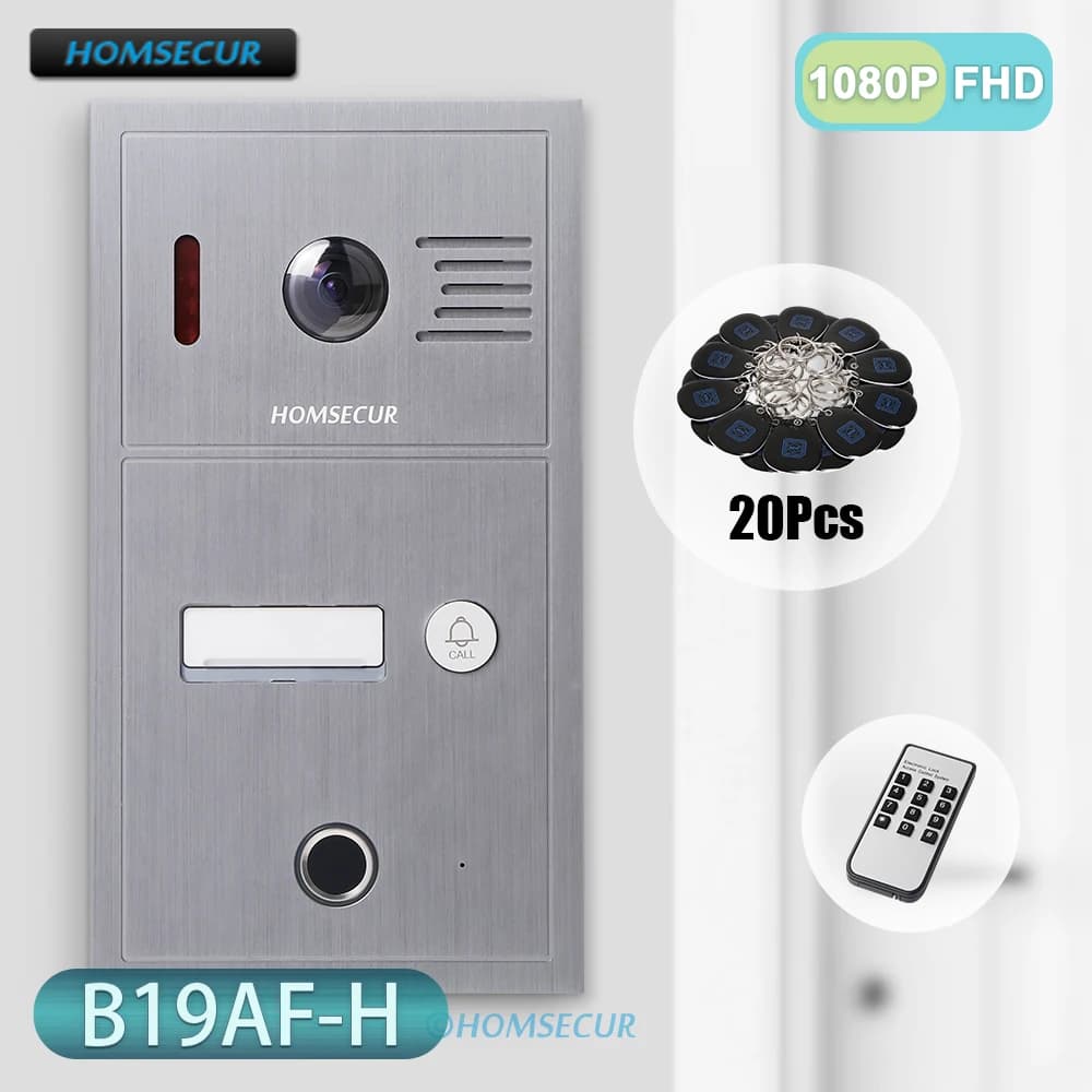 Videocitofono da Esterno B19AF-H con Montaggio a Filo, Accesso Tramite Impronta Digitale e RFID per Citofono Video Tuya HOMSECUR HDK WIFI a 4 Fili