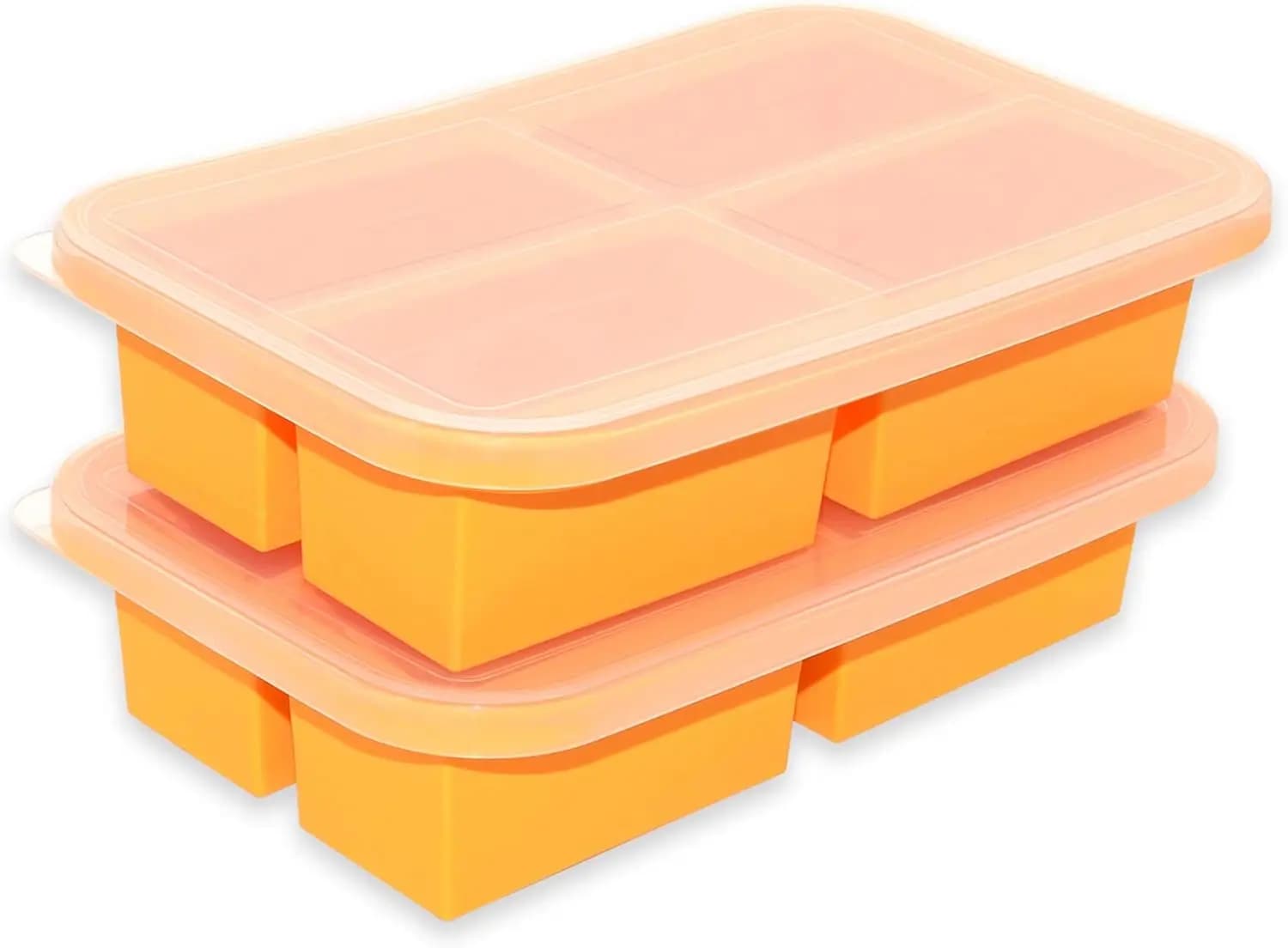 Set di 2 Vaschette in Silicone per Congelatore con Coperchio, Facili da Sfogliare per Cubetti di Ghiaccio, Conservazione di Zuppe e Brodo - Produce 8 Porzioni Perfette da 1 Tazza