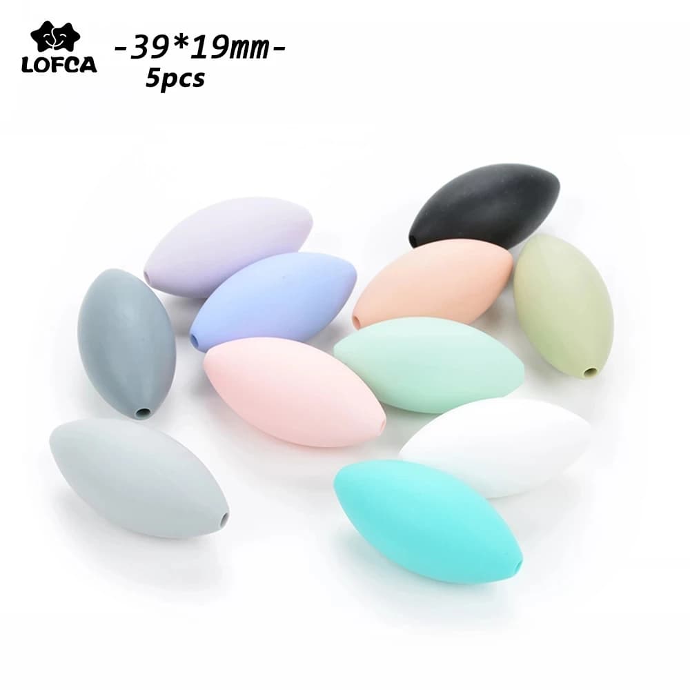 Perline alto 5 pezzi Rugby Silicone massaggiagengive Food Grade Silicone fascino dentizione perline collana pendente sciolto giocattolo morbido bambino masticazione