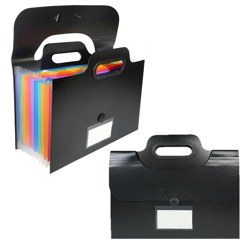 Organizzatore di Documenti a 13 Tasche Espandibile con Chiusura a Fibbia e Maniglia, Cartella a Fisarmonica Impermeabile e Rinforzata