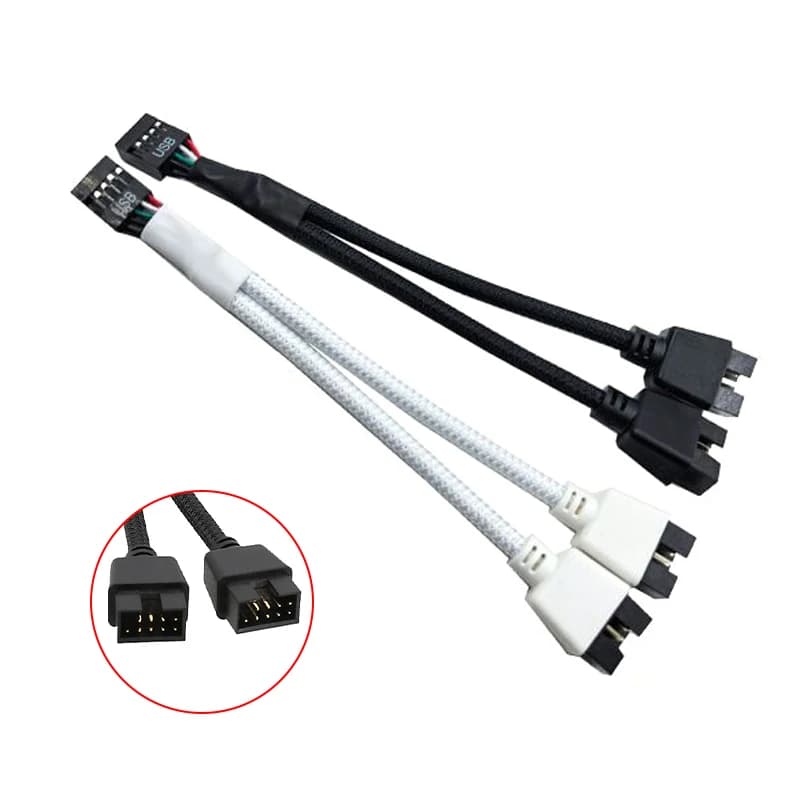 Convertitore adattatore splitter hub estensione USB 2.0 da 9 pin per scheda madre da 1 a 2