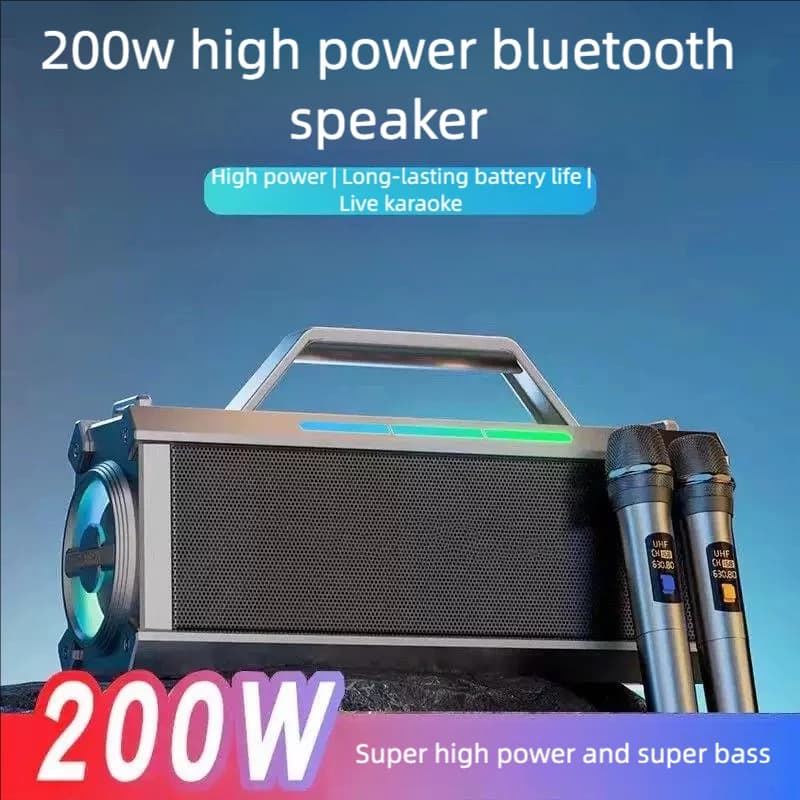 Altoparlante Bluetooth portatile con 2 microfoni karaoke wireless, macchina karaoke per adulti, supporto TWS/TF/USB/AUX per feste