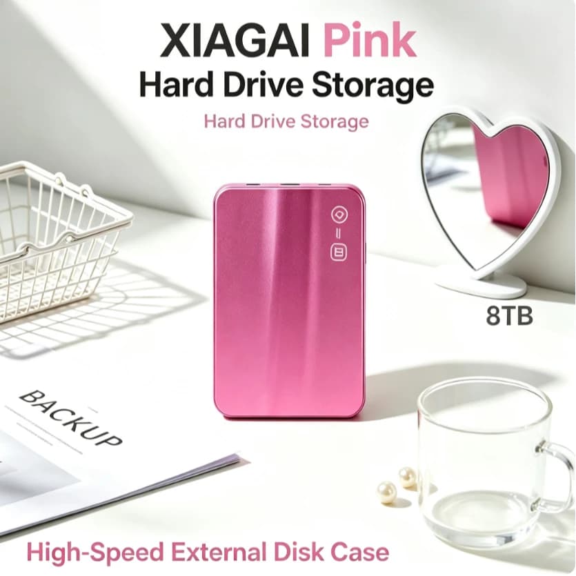 Original XIAGAI Pink Portable External SSD Enclosure Hard Drive Storage Case For Laptop Desktop PC Mac High Speed Disk Box