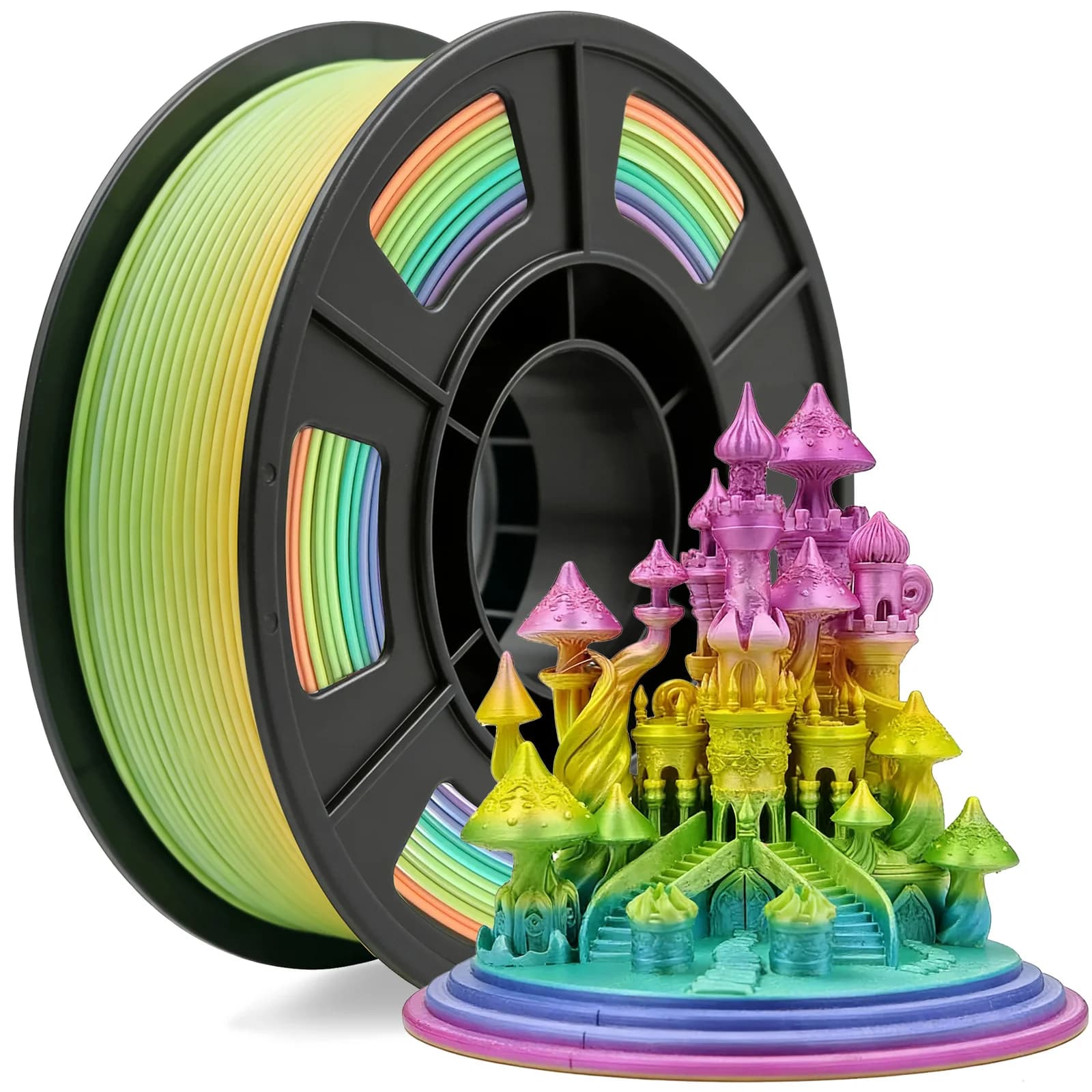 Filament PLA 1.75mm, Multicolor for 3D Printer, PLA with Color Gradient, Compatible with Most FDM Printers, 250g (0.55lbs)
