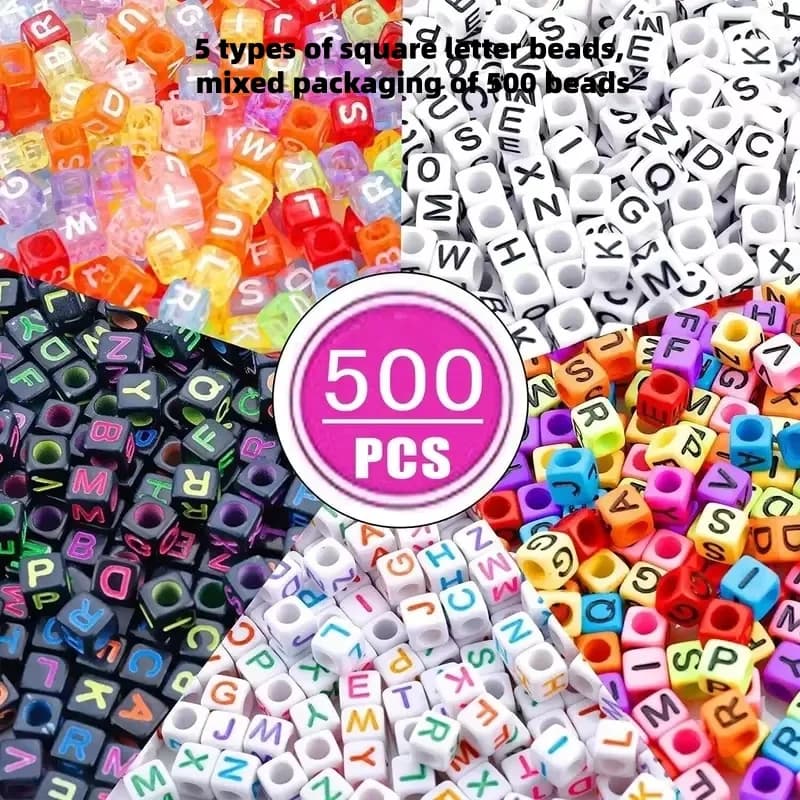 500/300 pezzi di perline cubiche dell'alfabeto acrilico, perline distanziatrici con lettere AZ assortite per bracciale, collana, creazione di gioielli fai da te, forniture artigianali