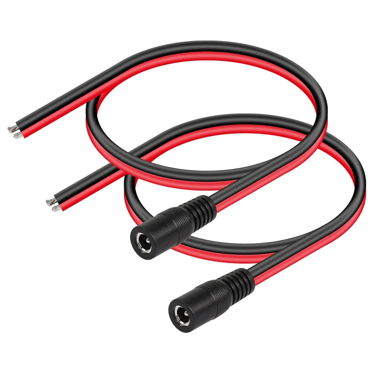 2X DC Supply 5.5mm X 2.1mm Female Power Pigtail 14AWG Bare Wire Open End Wire Repair Cable CCTV Security Camera LED Strip Light