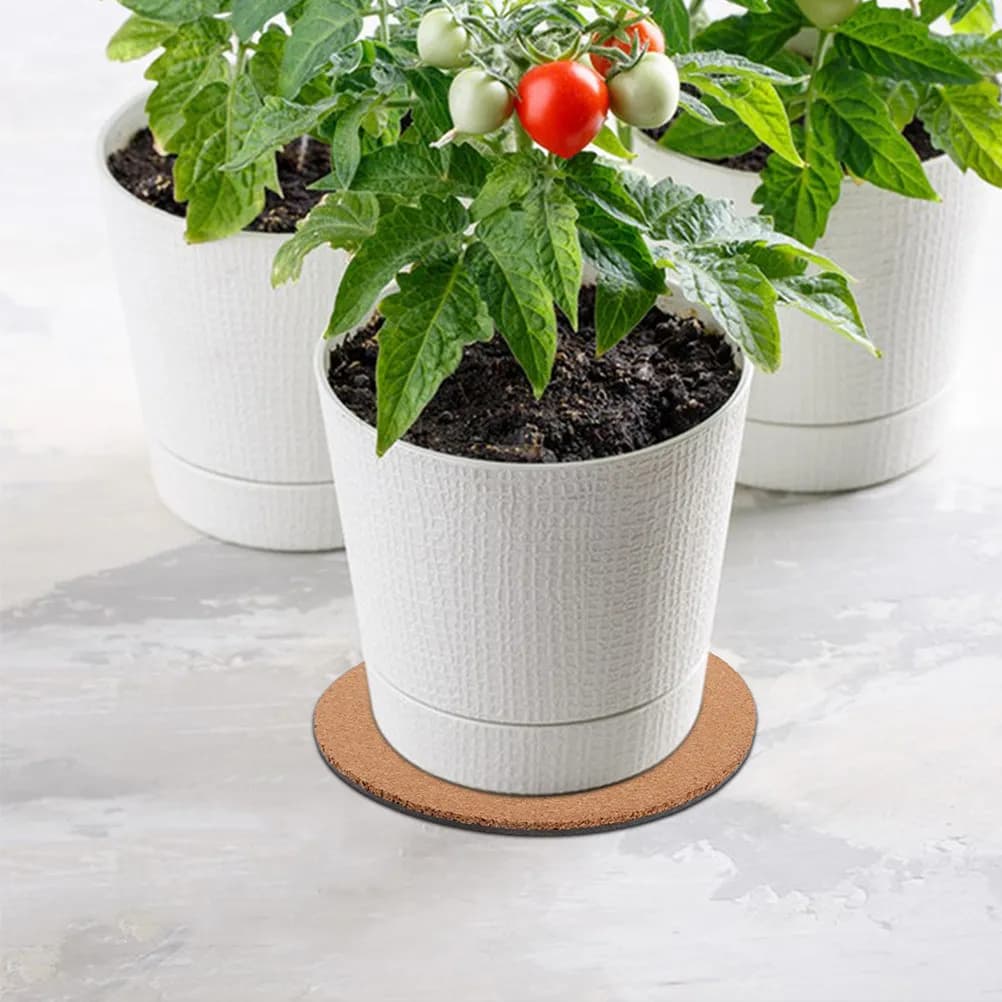 Set of 6 Rolled Cork Carpets Anti-slip Resistant to Heat, Plant Subvases, Base for Flower Jars, Indoor Gardening Subsidies and External