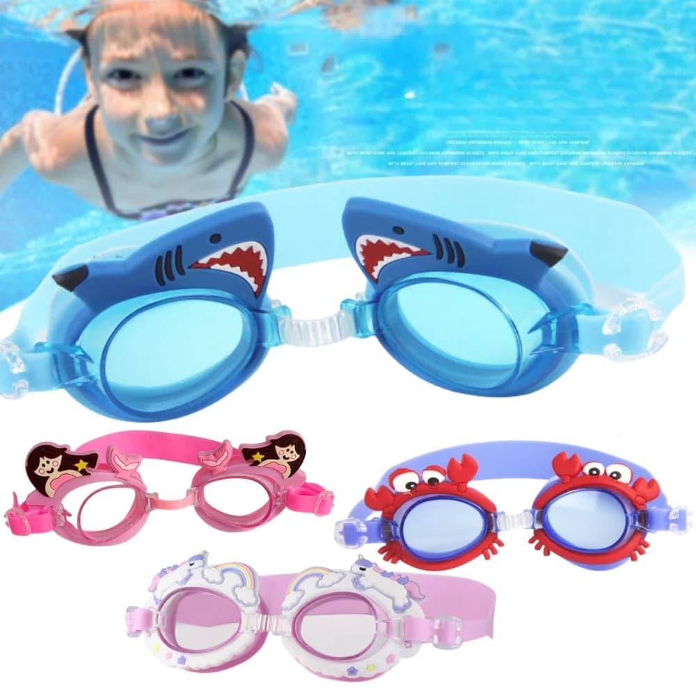 Children's Swimwear Swimwear for learning silicone waterproof and anti-fog Adjustable underwater equipment for cute cartoons