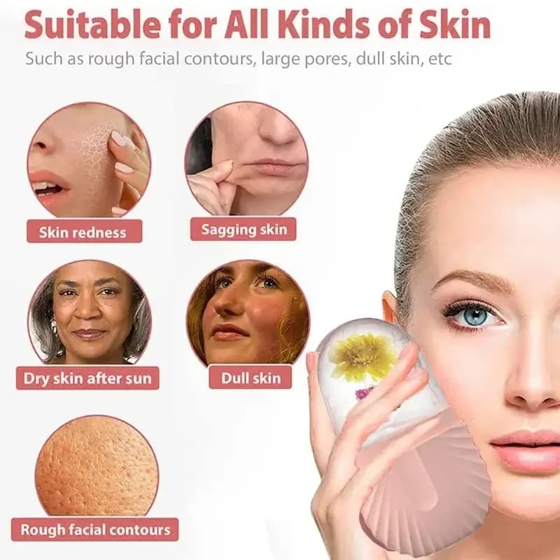 Stampo in silicone per cubetti di ghiaccio, rullo di ghiaccio per lifting viso, massaggiatore contorno occhi, stampo per ghiaccio viso, strumento per la cura della pelle e la riduzione dell'acne