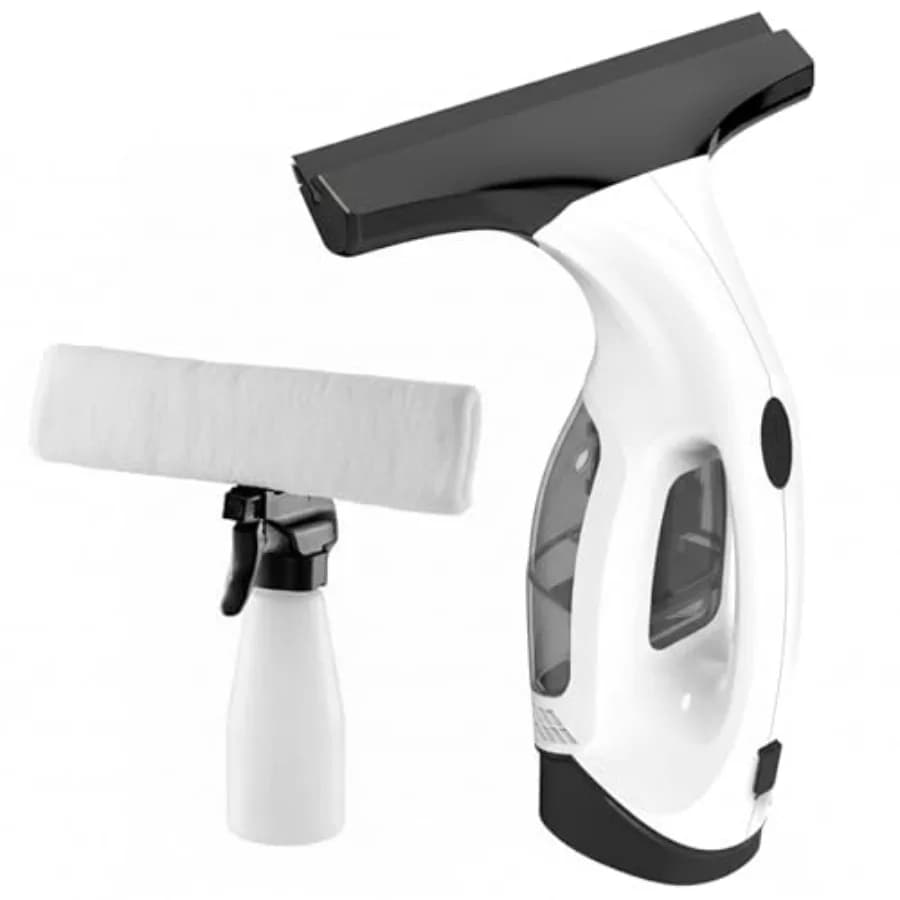Aspiratore per Finestre Senza Fili con Serbatoio d'Acqua Rimovibile, Forte Aspirazione 2000Pa, Pulitore Ricaricabile per Vetri e Doccia