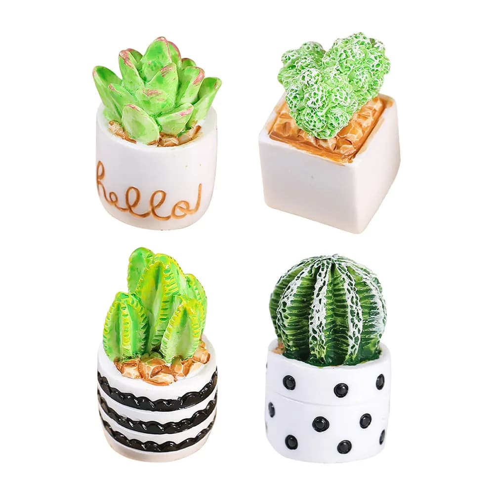 Set di 4 Piante di Cactus Artificiali con Vasi, Mini Bonsai di Cactus Finti Realistici per Decorazione Interna, Scrivania, Libreria, Tavolo