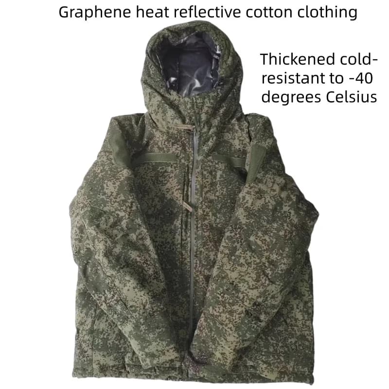 Parka da combattimento invernale riflettente termico in grafene spesso caldo impermeabile antivento in cotone tattico russo