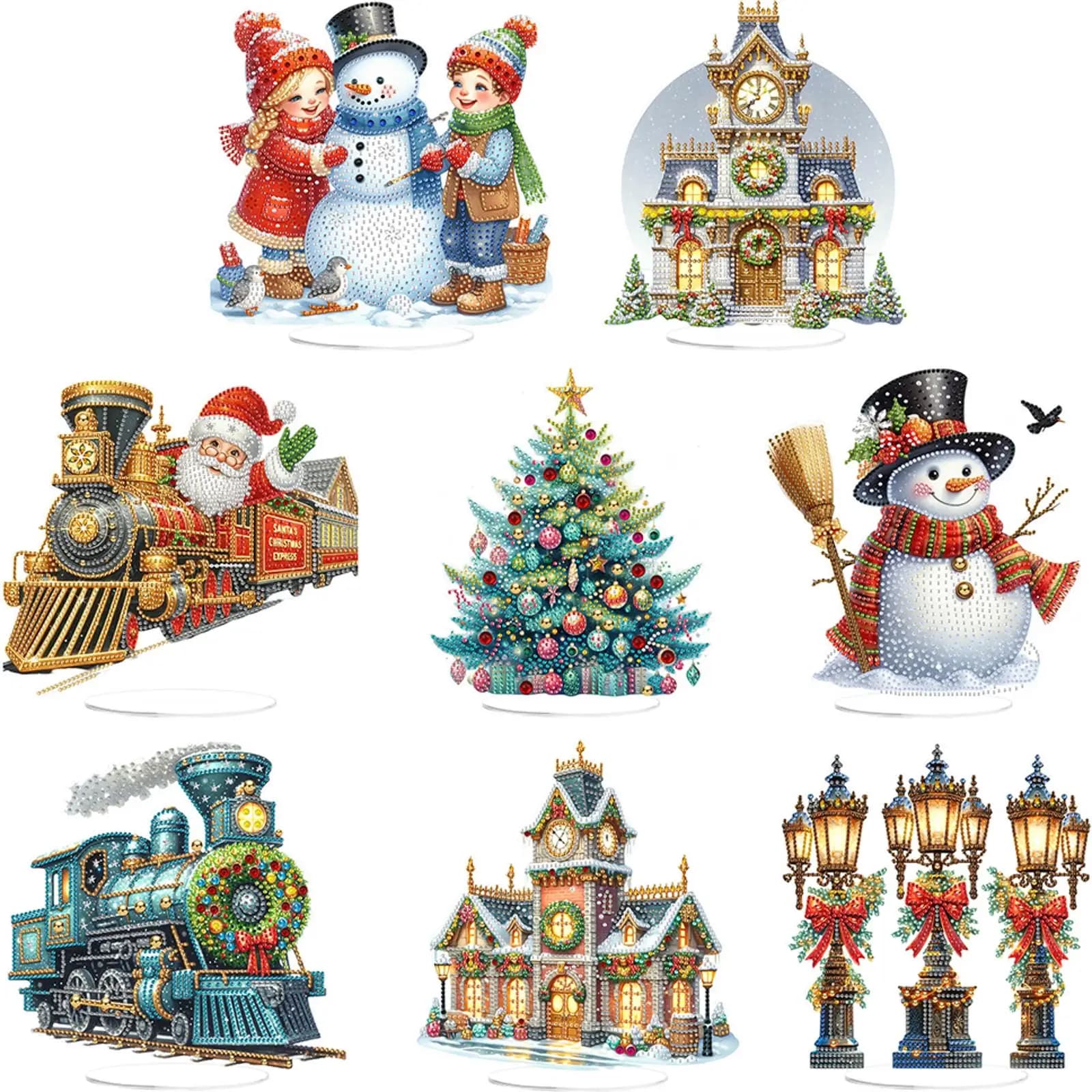 DIY Diamond Painting Tabletop Ornaments Kit 2D Flat Print Xmas Desktop Diamond Art Kits 5D DIY Diamond Art Tabletop Decorations