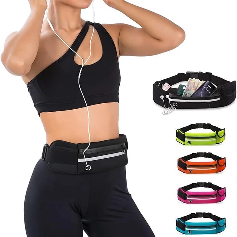 Cinture da corsa per uomo Donna Marsupio impermeabile Marsupio Porta telefono Cintura sportiva regolabile per soldi con porta per cuffie