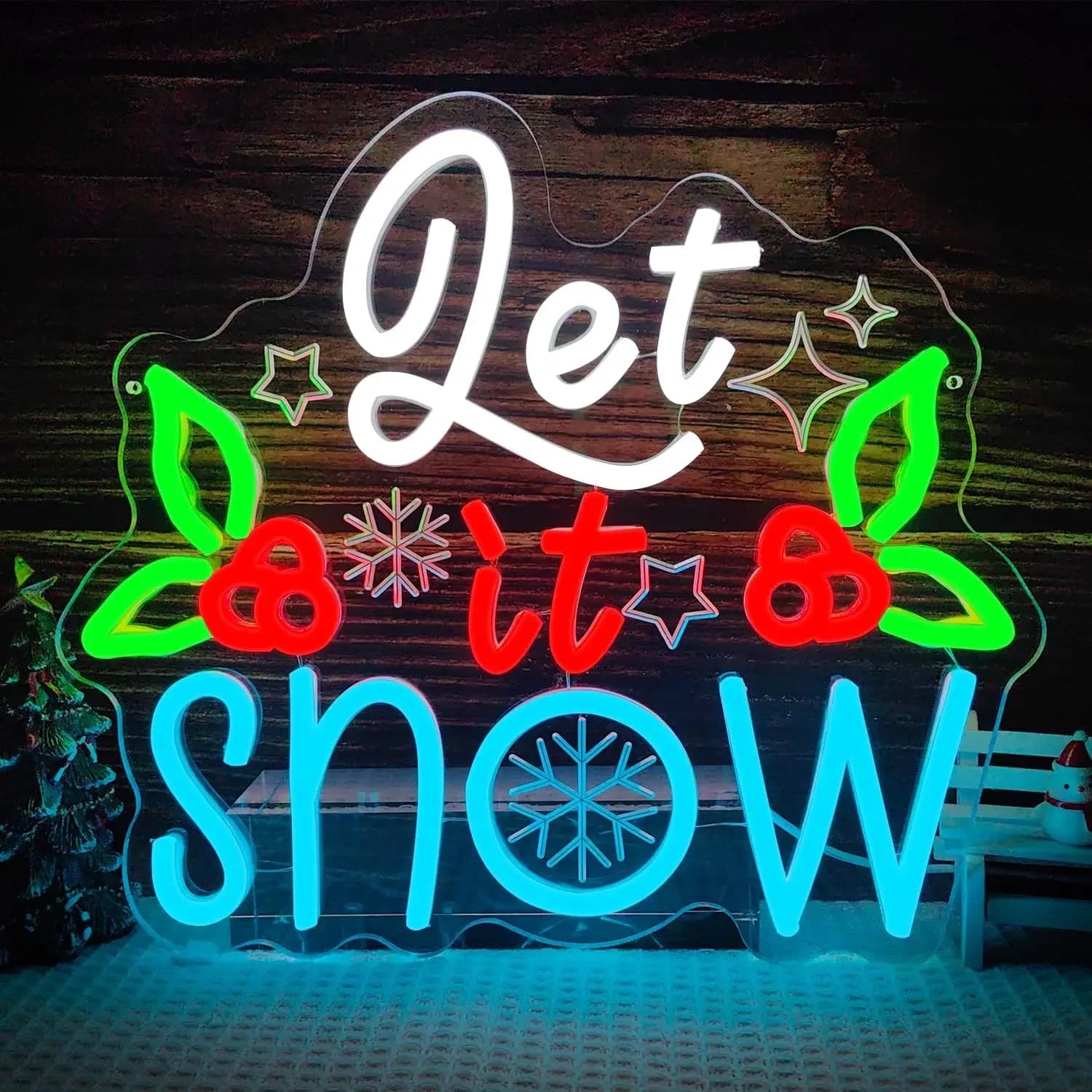 Insegna LED Neon 'Let It Snow' USB Dimmerabile, Luce al Neon per Sala Giochi, Camera da Letto, Bar, Soggiorno, Regalo di Compleanno, Decorazione Murale