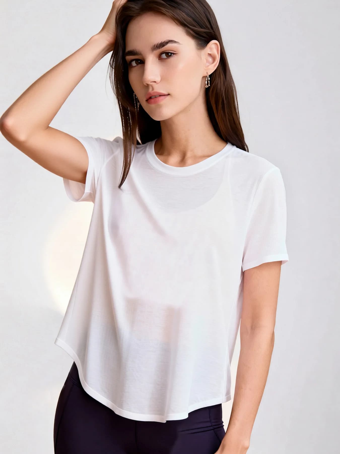 Women's Lightweight Yoga T-Shirt, Sheer Short Sleeve Workout Top with Crossover Open Back for Gym Pilates Fitness