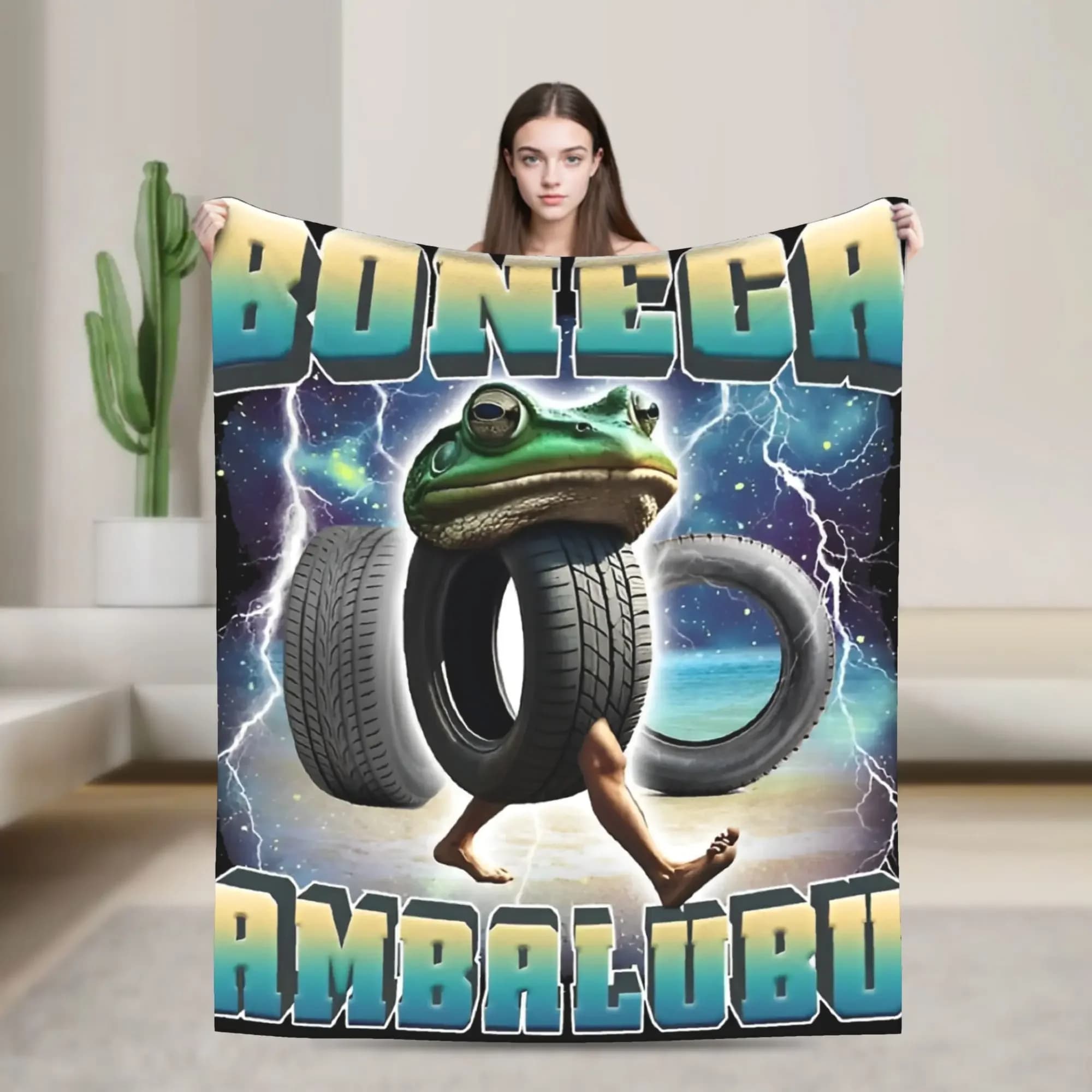 Boneca Ambalubu Funny Italian Brainrot Meme Flannel Blankets Warm Soft Throw Blanket for Outdoor Bedspread Sofa Bed Cover