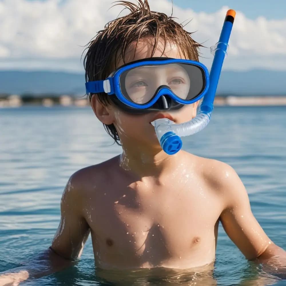 Set Snorkel per Bambini con Occhialini Impermeabili e Protezione UV, Occhialini da Nuoto Professionali per Bambini Senza Perdite d'Acqua, Ideali per la Spiaggia