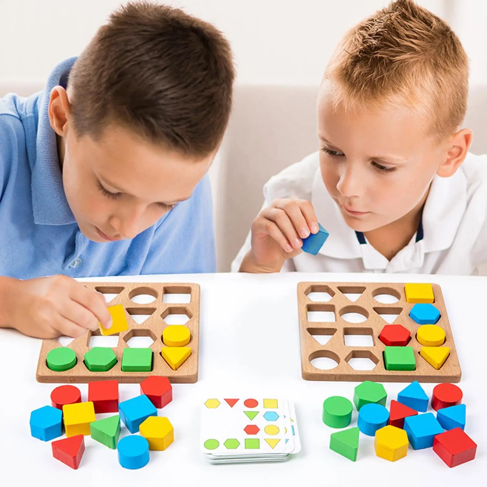 Gioco da tavolo con puzzle di forme, 16 pezzi, blocchi educativi in legno con motivi, per viaggi su strada, per bambini e bambine dai 3 anni in su, per la scuola