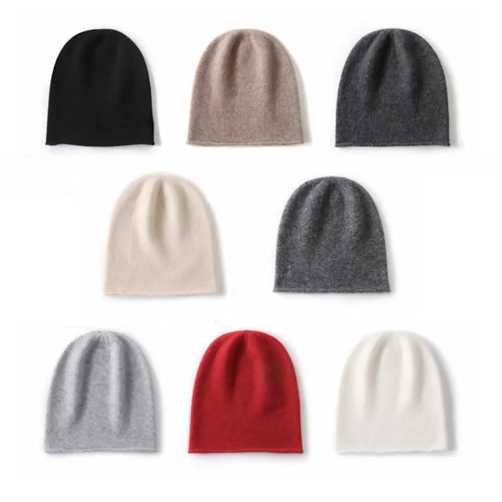 Knit hat in cashmere and cashmere casual Unisex Headphone Hat with rolled edge in solid color
