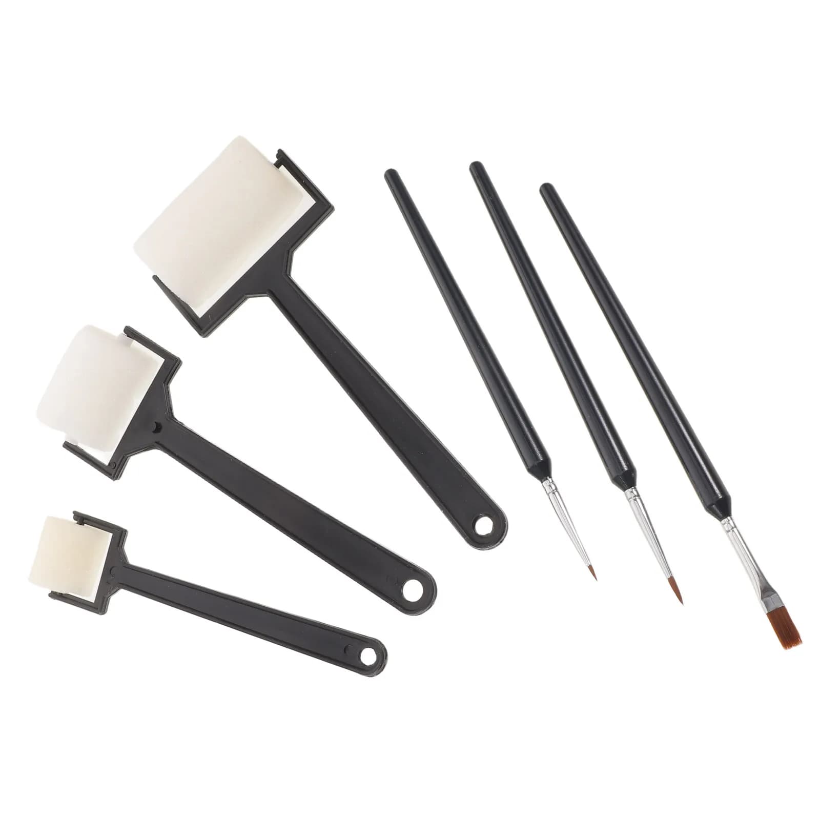 6Pcs Kids Art Supplies Set Foam Paint Roller Drawing Tool with Handle Sponge Detail Brush for Watercolor Oil Acrylic Craft