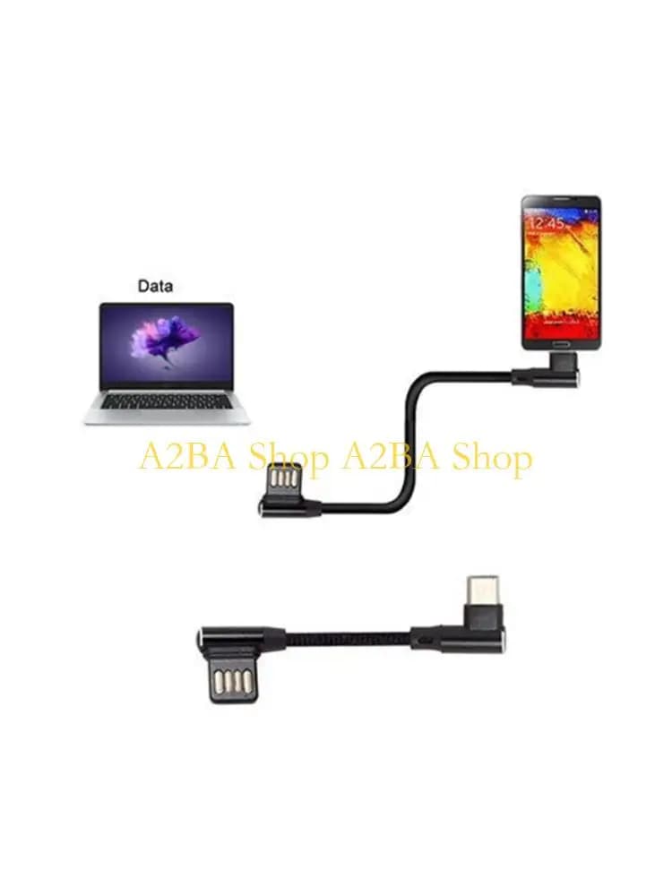A2BA Durability USB C Type C Angled 90Degree Data Cable 15Cm/5.91inch For Phones Tablets Fast Charging Electronics Devices
