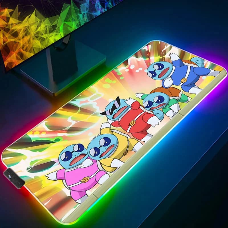 Tappetino per mouse RGB in gomma per giochi, Pokemon Pikachu, retroilluminato, per PC, tastiera, laptop, computer, tappetino da scrivania a LED, accessori da gioco, mousepad
