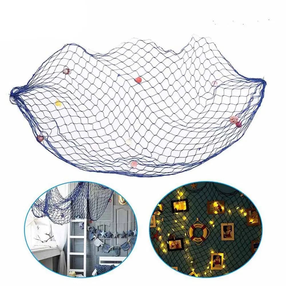 Seaside Beach Party Background Wall Hanging Ornaments Mediterranean Style Home Wall Decor Decorative Fishing Net Shell Nets