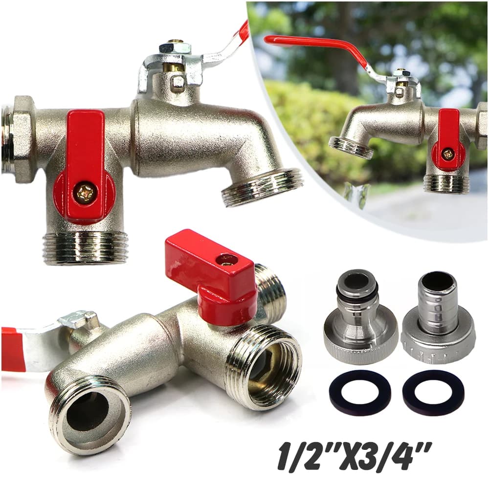 1/2 ''giunto del rubinetto in ottone tubo da giardino a 2 vie adattatore di collegamento del rubinetto di irrigazione IBC valvola a sfera del serbatoio dell'acqua accessori per tubi esterni