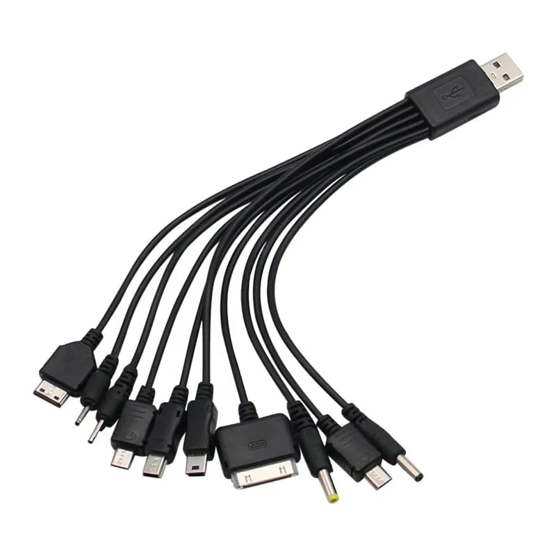 Cavo di ricarica universale da USB a multi-plug per cellulare, da 1 a 12 pezzi, cavo USB da 10 in 1 per Xiaomi Huawei Google.