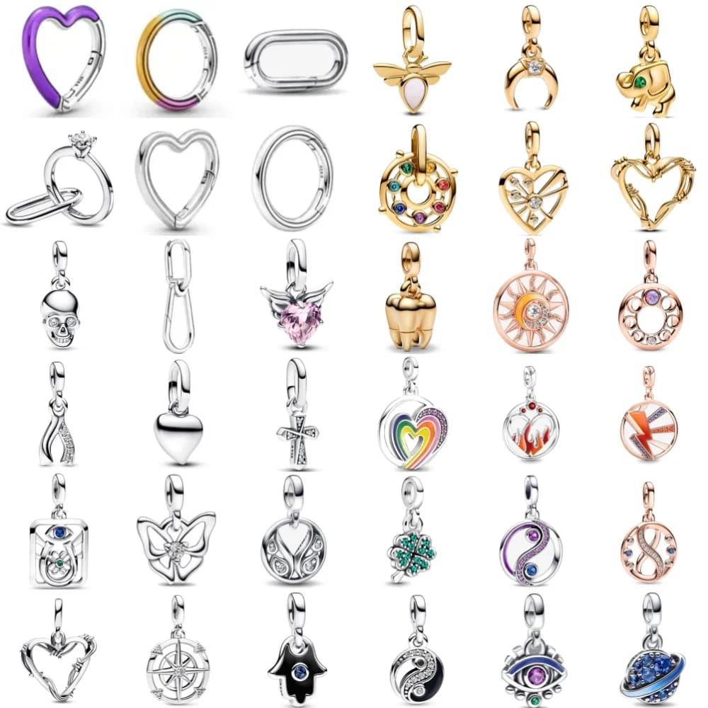2026 ME Series 925 Silver, Elephant, Tooth, Heart shaped Pendant, Suitable for ME Bracelet DIY Accessories Exquisite Jewelry