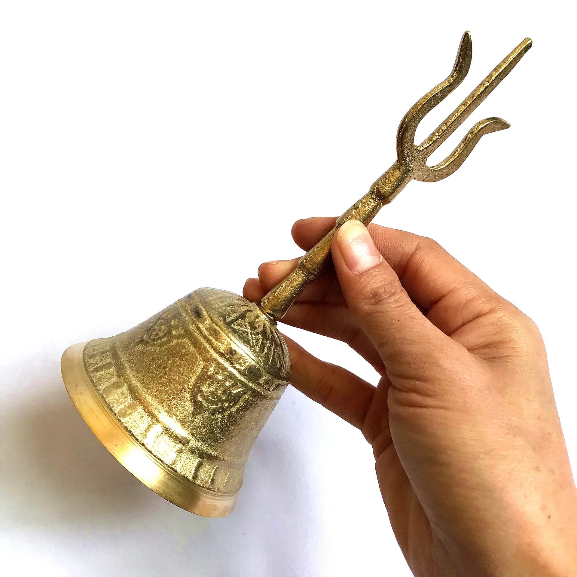 Tibetan Buddhist Bell Bronze Hand Bell Meditation Prayer Rattle, Taoist, Brass Bell