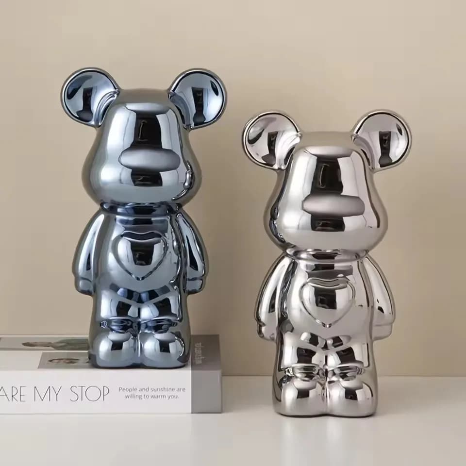 European Electroplating Ceramic Bear Doll Animal Ornaments Home Desktop Decoration Living Room Decoration Decorative Figurines