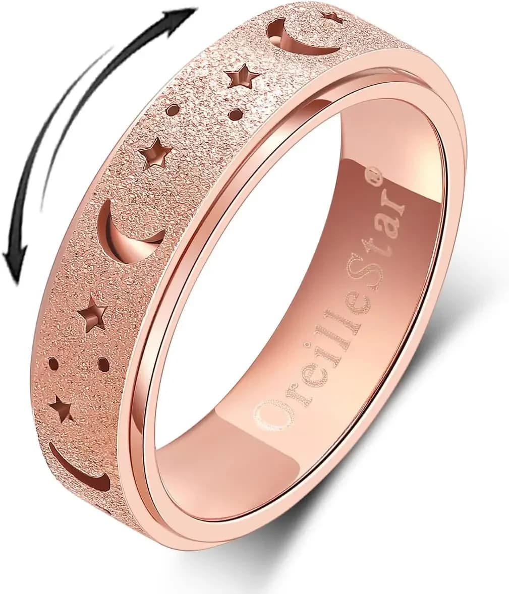 Anello Antistress per Donne, Anello Girevole, Giocattolo Antistress per Adulti, Anelli Girevoli in Acciaio Inossidabile