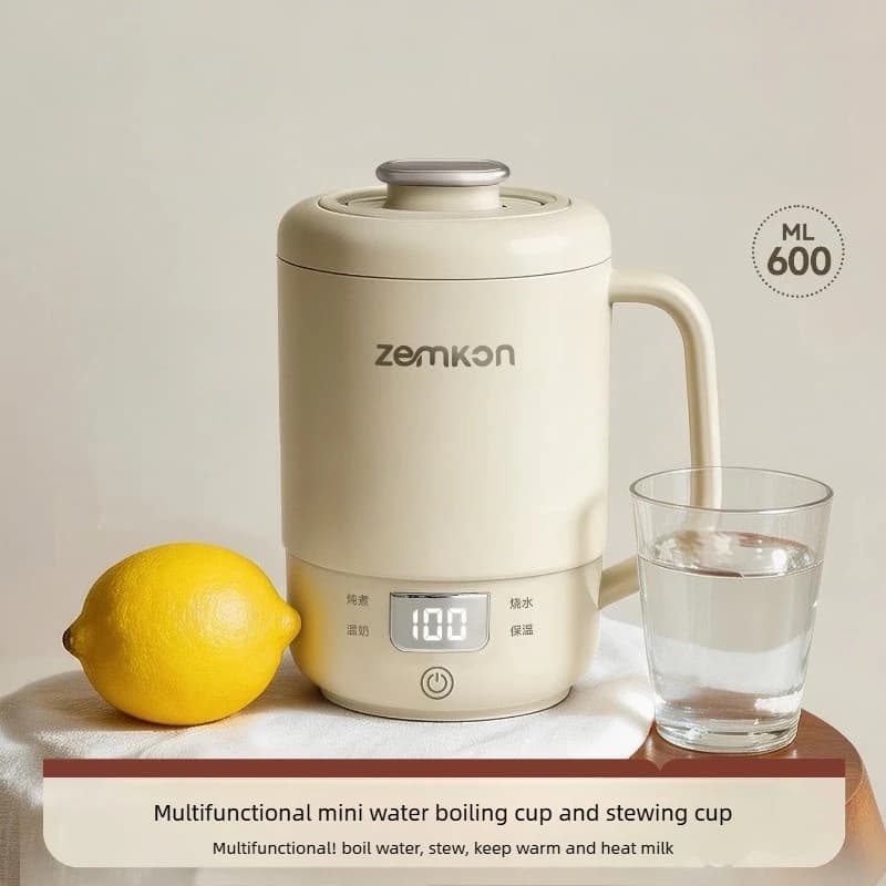 Bollitore Elettrico da Viaggio 600ml, Thermos Portatile Multifunzione con Mantenimento Automatico del Calore, Fondo Antiaderente, Doppio Strato Isolante, Sicuro