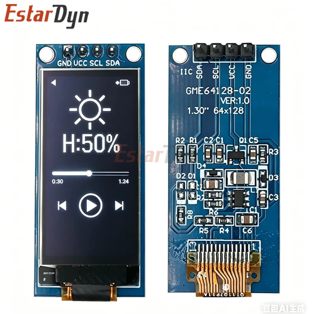 Display OLED Estardyn da 1,3 Pollici 64×128 Modulo LCD SH1107 Schermo OLED Verticale da 1,3" per Arduino