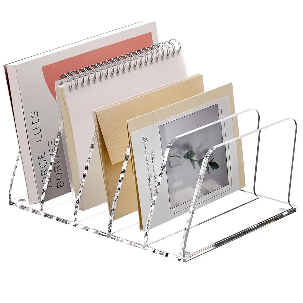 Organizzatore per Documenti in Acrilico da Scrivania, Portadocumenti Verticale Trasparente a 5 Scomparti, Supporto per Classificazione Documenti, Organizzatore per Posta e Documenti