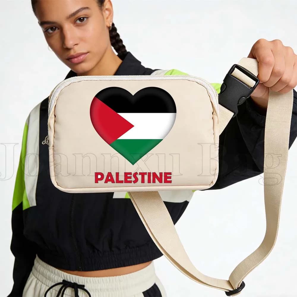 Waterproof Sports Waist with Flag of Palestine, for Race, Cycling, Gym, Jogging, Phone and Wallet