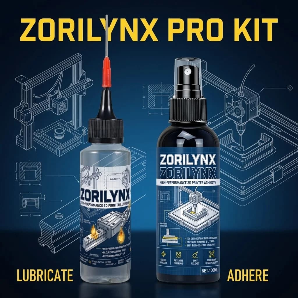 Kit di Manutenzione per Stampante 3D con Adesivo per Base da 100ml e Olio Lubrificante ad Alta Precisione da 70ml per Stampa Fluida, Set ZORILYNX