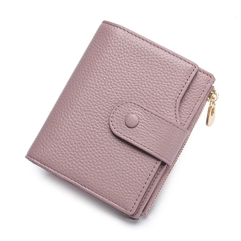 Portafogli in Vera Pelle per Donne con Blocco RFID, Bifold con Tasca con Cerniera, 2 Finestre per Documenti, 18 Scomparti per Carte