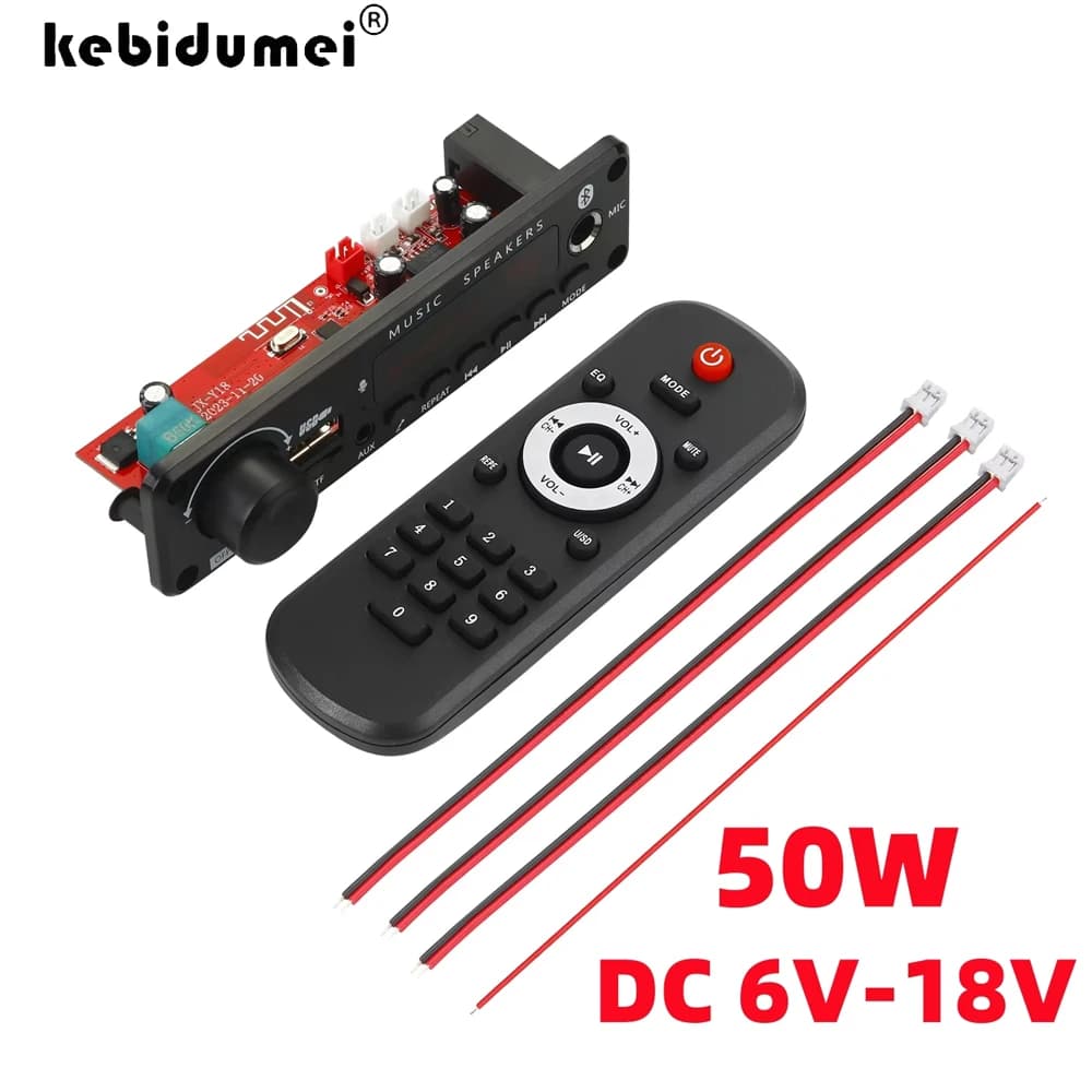 KEBIDUMEI Amplificatore 50W Bluetooth con Decoder MP3 WMA APE, Scheda DC 12V, Microfono Vivavoce per Auto, USB TF FM, Lettore Musicale MP3 Fai-da-Te