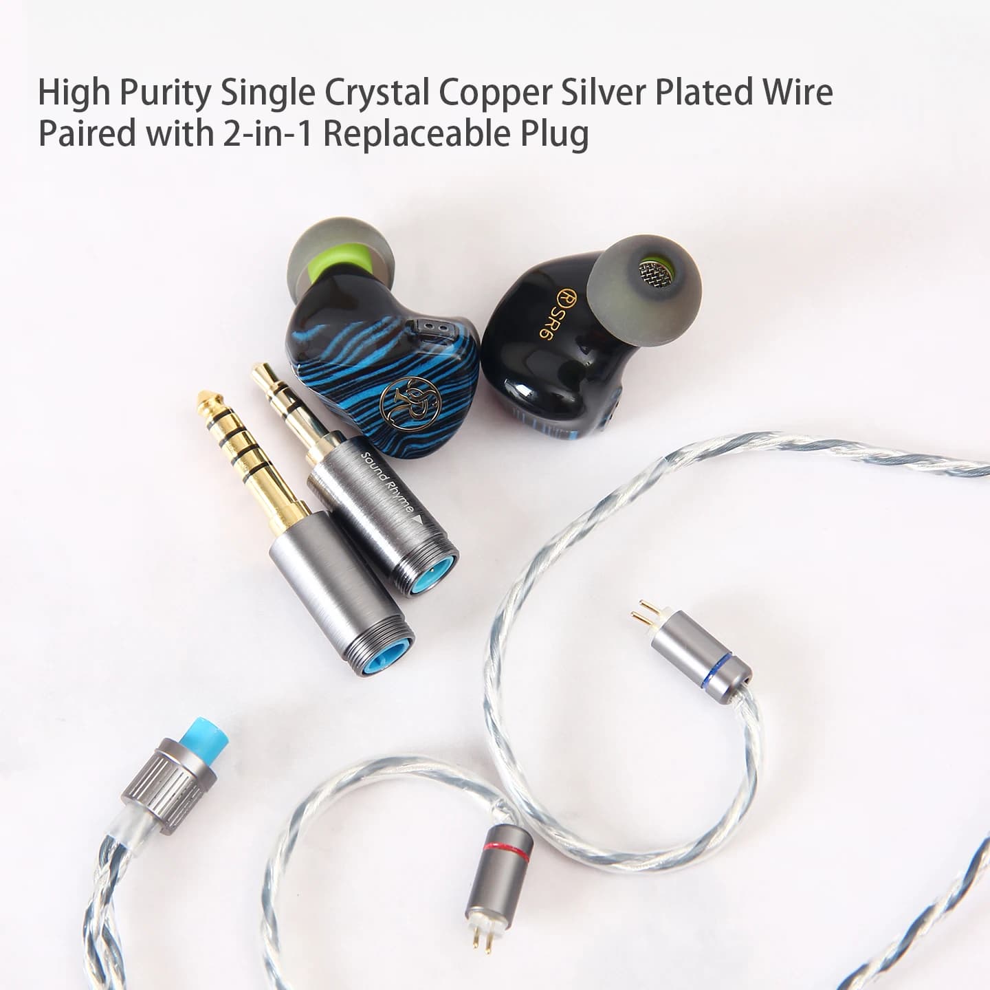 Sound Rhyme SR6 IEM 6BA HiFi Audiophile In-Ear Earphones High-Resolution Studio Monitors 0.78 2Pin Professional Vocal Earbuds