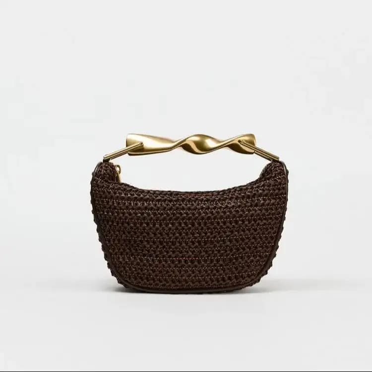 Shoulder bag in straw from summer crescent beach bag Buckle bag woman straw bag woven straw bag casual tote shoulder bag