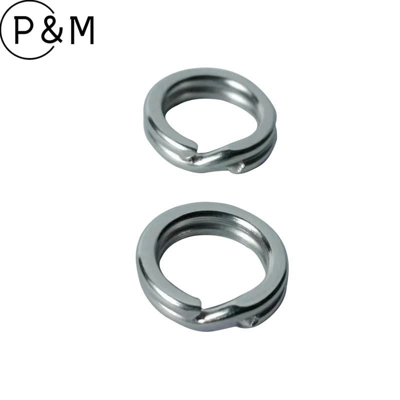 50 PCS Flattened Stainless Steel Double Split Ring O Ring Lure Connector Jig Fishing Tackle Accessory