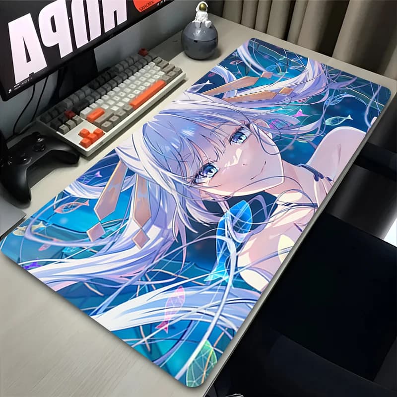 Large Cosmic Princess Speed Anime Girl Gaming Mouse Pad Non Slip Rubber Stitched Edge Oversized Desk Mat For PC Gamer Laptop