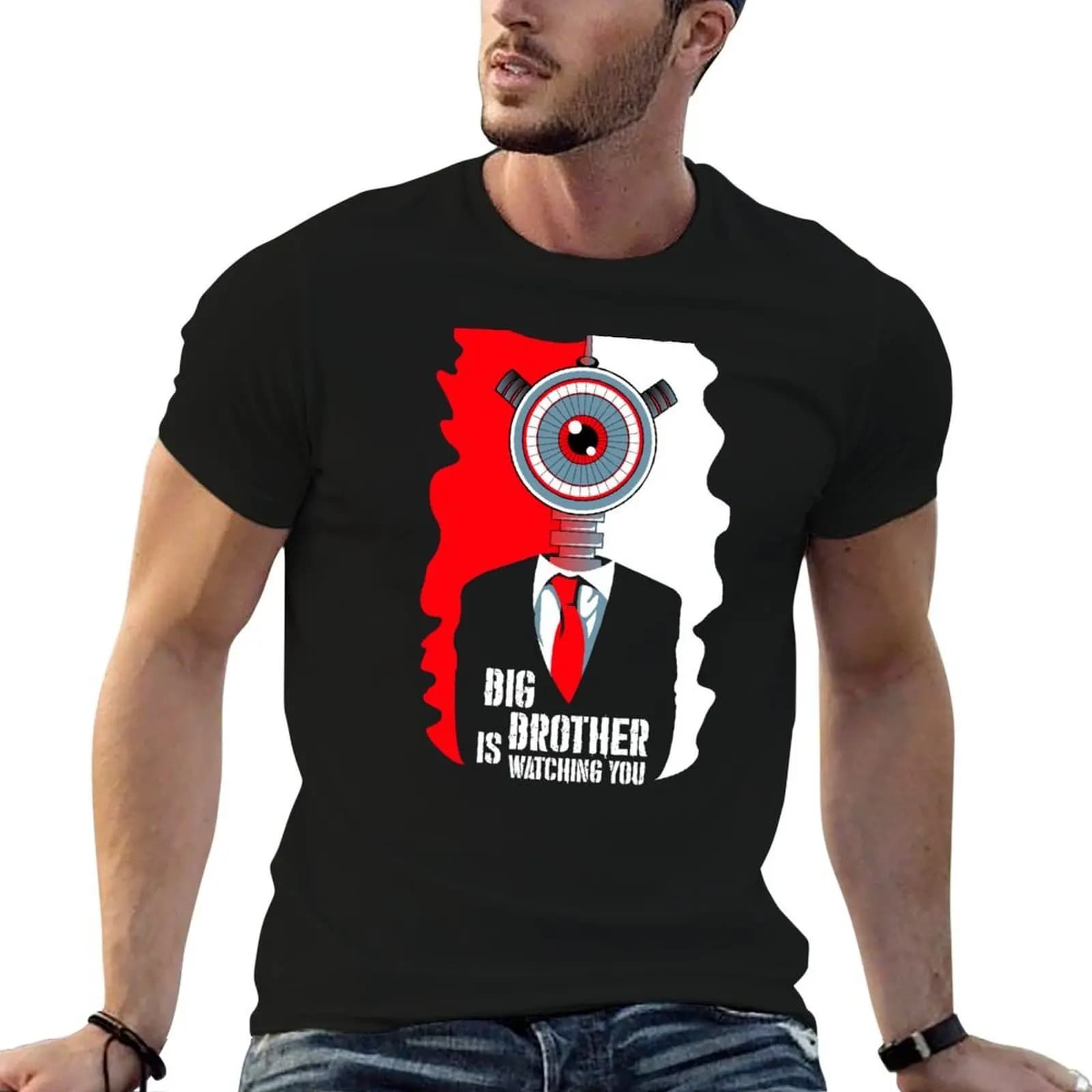 Big Brother is Watching You T-Shirt Big and Tall Solid Color T-Shirt
